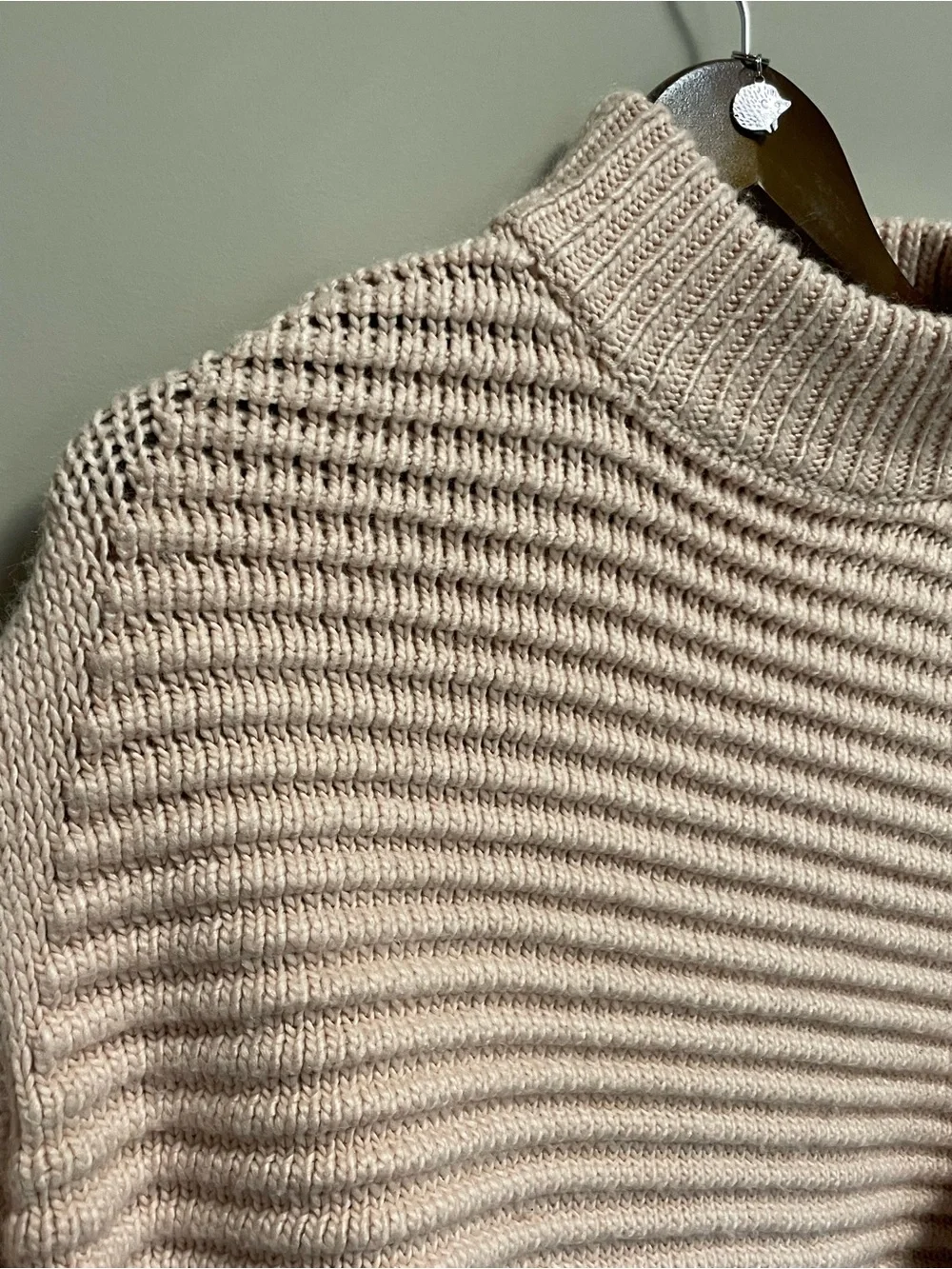 H&M Ribbed Mock Neck Chunky Knit Pink Sweater Women’s Small - Picture 2 of 7